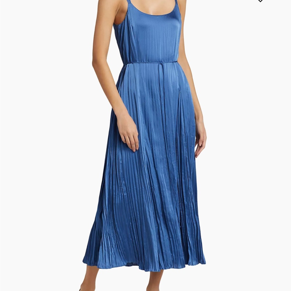 Vince pleated blue midi dress